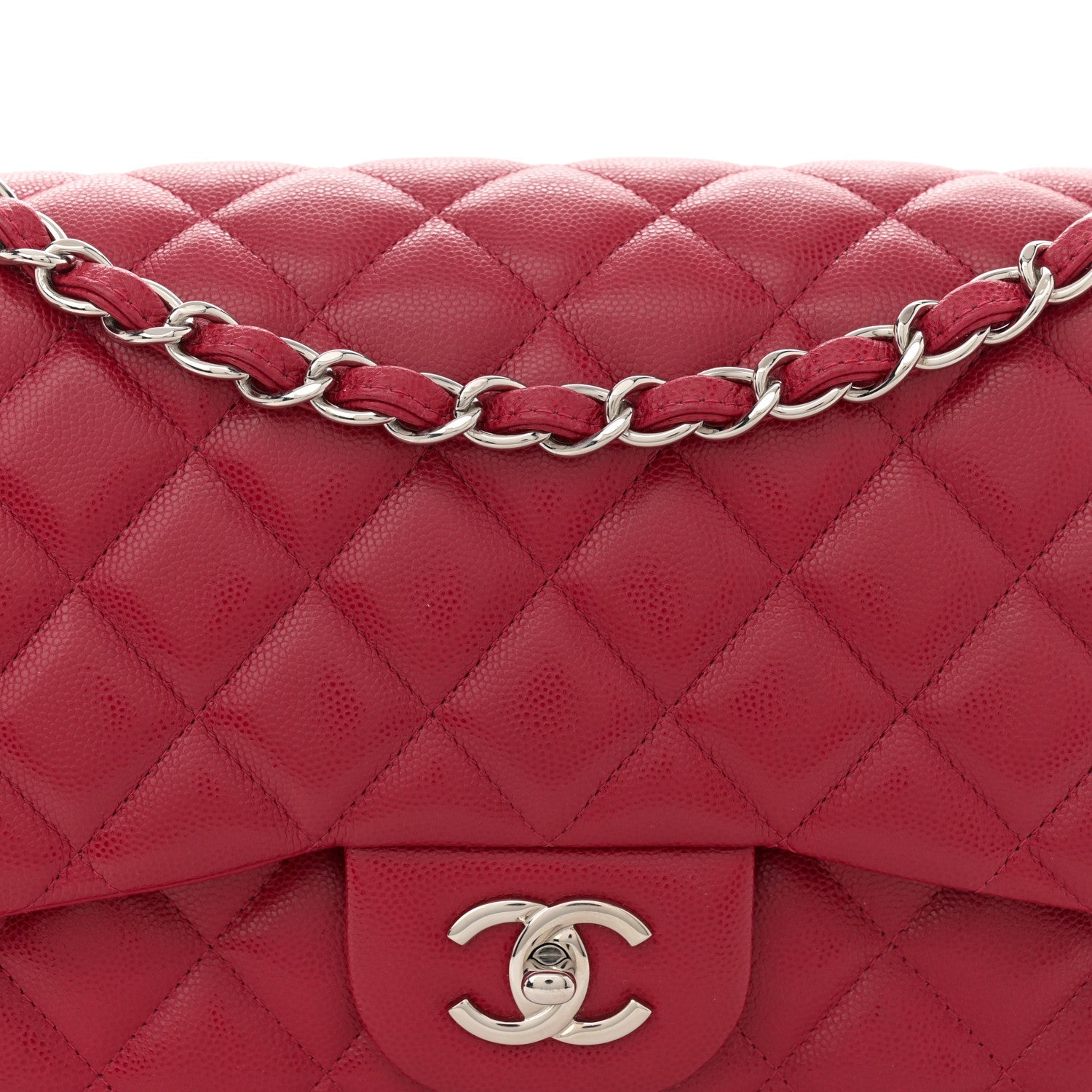 Caviar Quilted Jumbo Double Flap Dark Pink