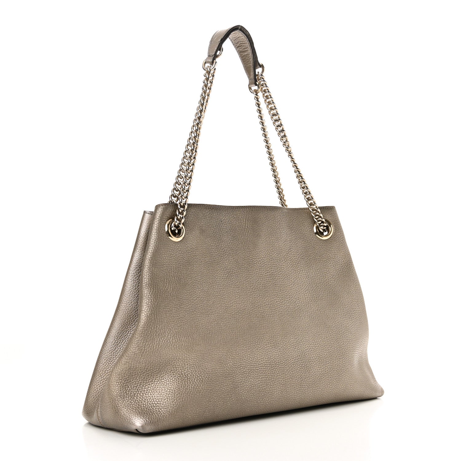 Metallic Pebbled Calfskin Medium Soho Chain Shoulder Bag Sasso