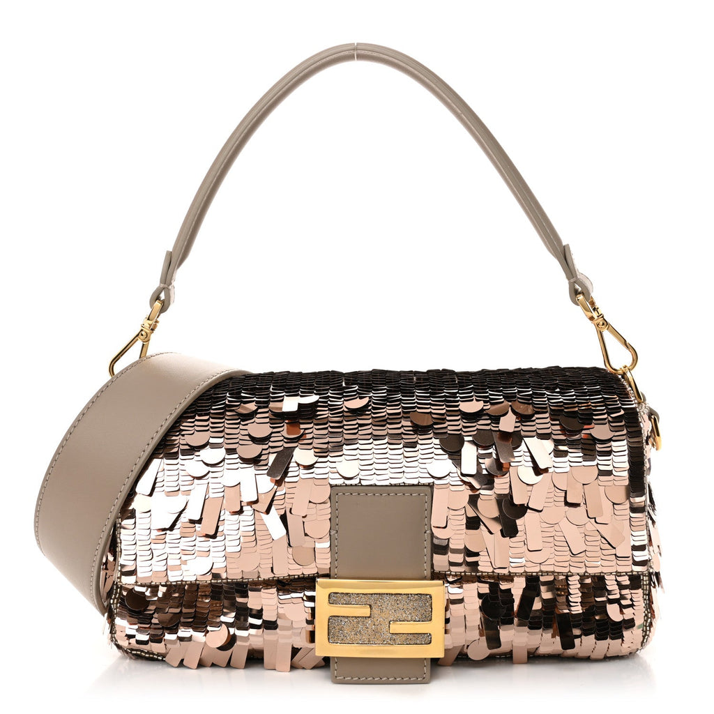 Sequin Paillettes Vitello Grace Sex and the City Baguette Tortora