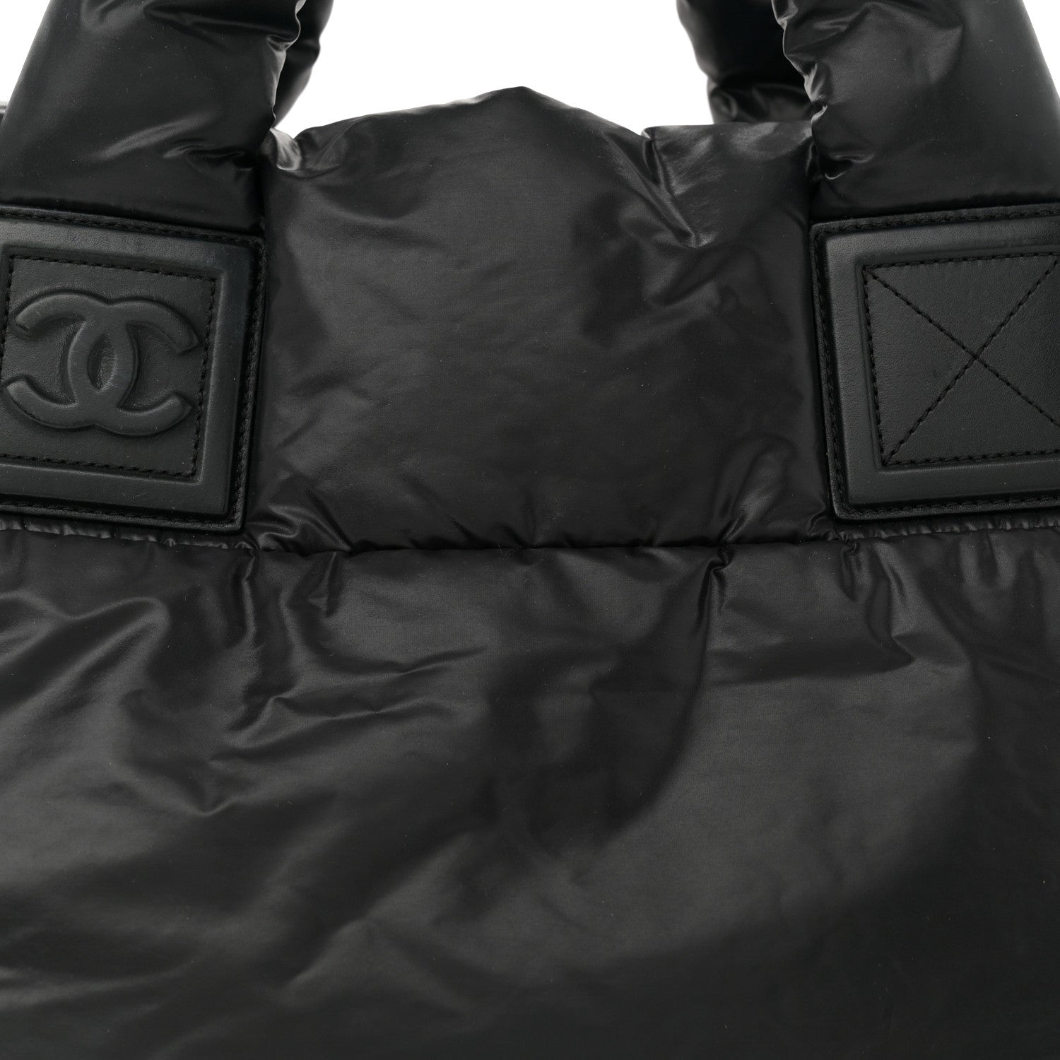 Nylon Quilted Small Coco Cocoon Reversible Tote Black