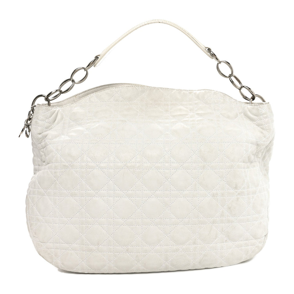 Lambskin Cannage Large Dior Soft Hobo White