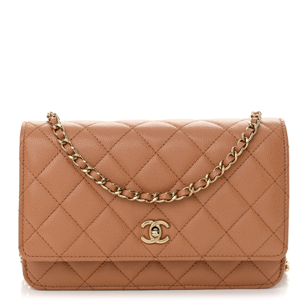 Caviar Quilted CC Turnlock Wallet On Chain WOC Brown