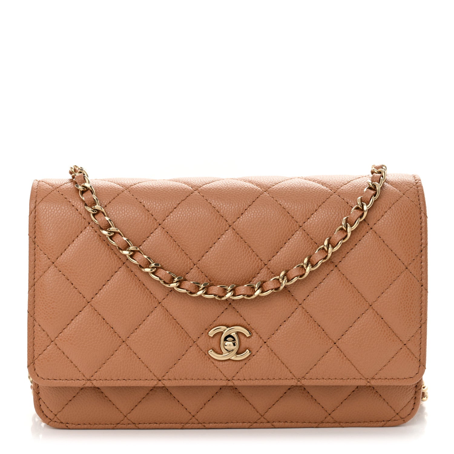 Caviar Quilted CC Turnlock Wallet On Chain WOC Brown