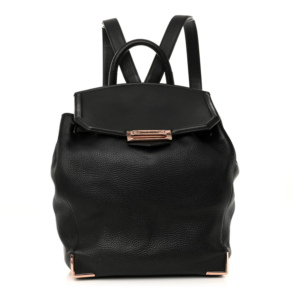 Pebbled Calfskin Prisma Skeletal Backpack Black Rose Gold Hardware