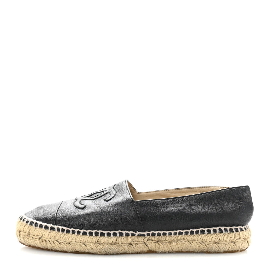 Lambskin CC Espadrilles 39 Black