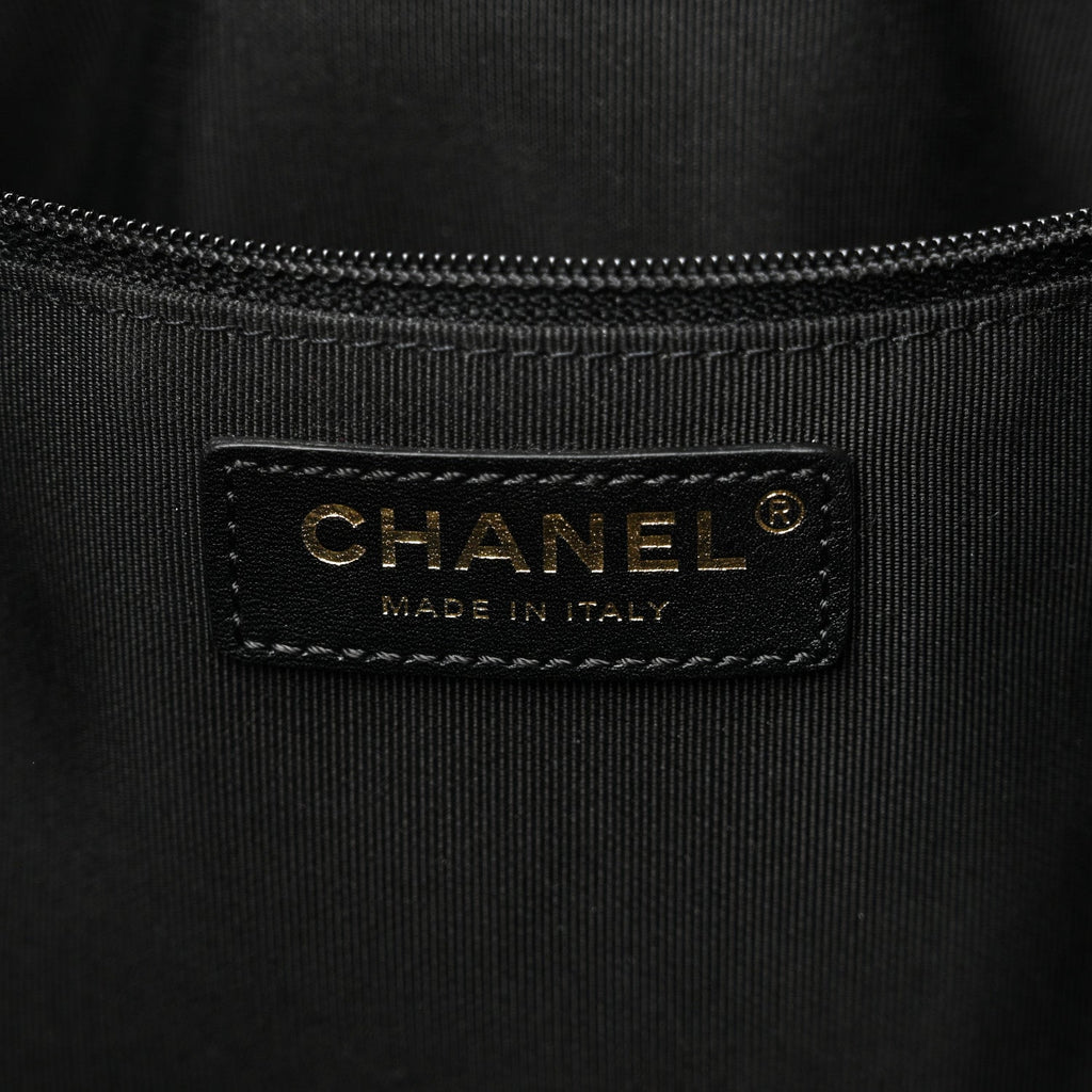 Caviar Quilted Large Shopping Tote Black