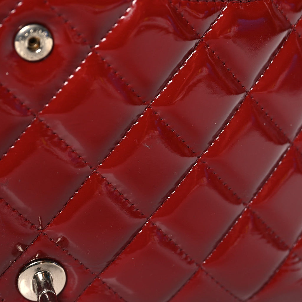 Patent Quilted Maxi Double Flap Dark Red