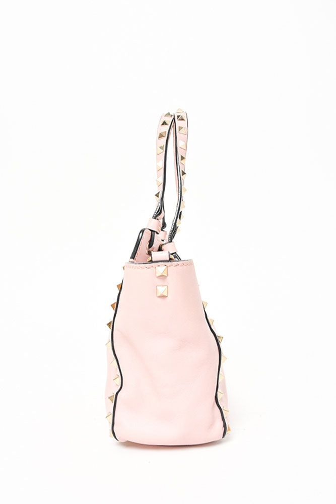 Valentino Pink Leather Roman Stud Mini Top Handle w/ 2 Straps Gold Hardware