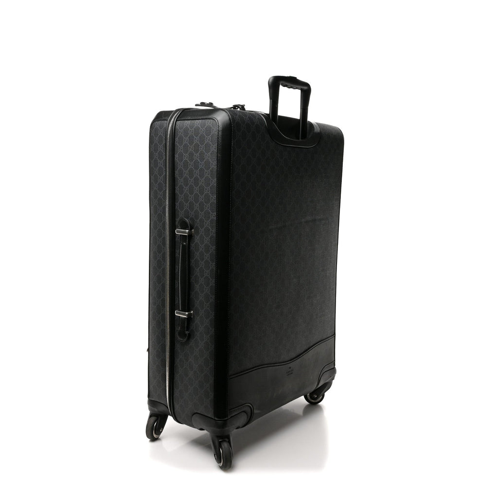 GG Supreme Monogram Large Four Wheel Suitcase Black Grey