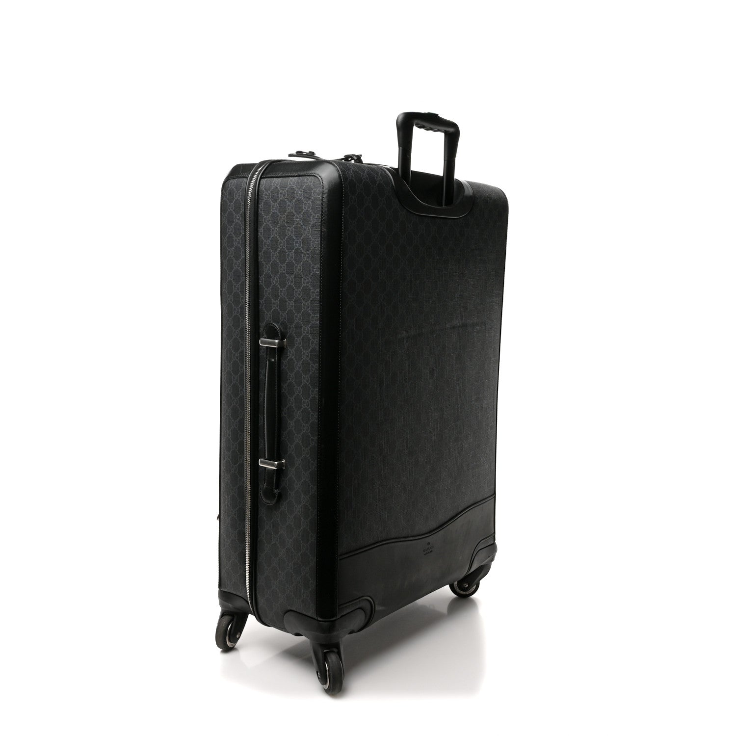 GG Supreme Monogram Large Four Wheel Suitcase Black Grey