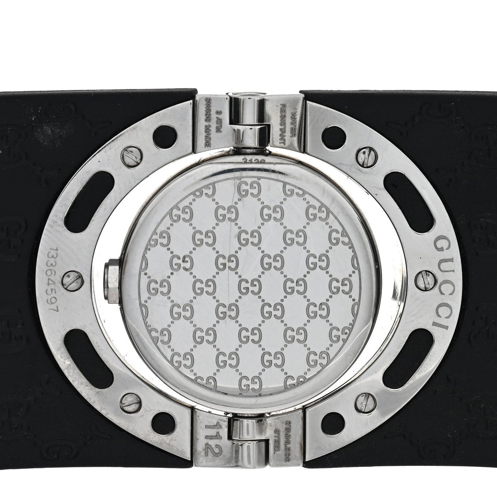 Stainless Steel Rubber 23mm Twirl Quartz Watch Black