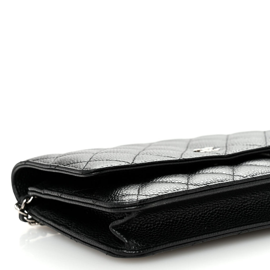 Caviar Quilted Wallet on Chain WOC Black