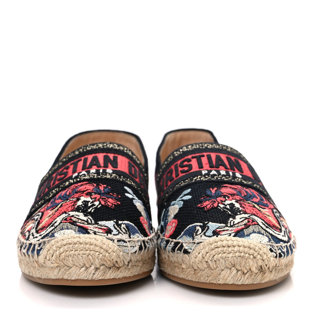 Canvas Embroidered Pop Granville Espadrille 40.5 Black Multicolor