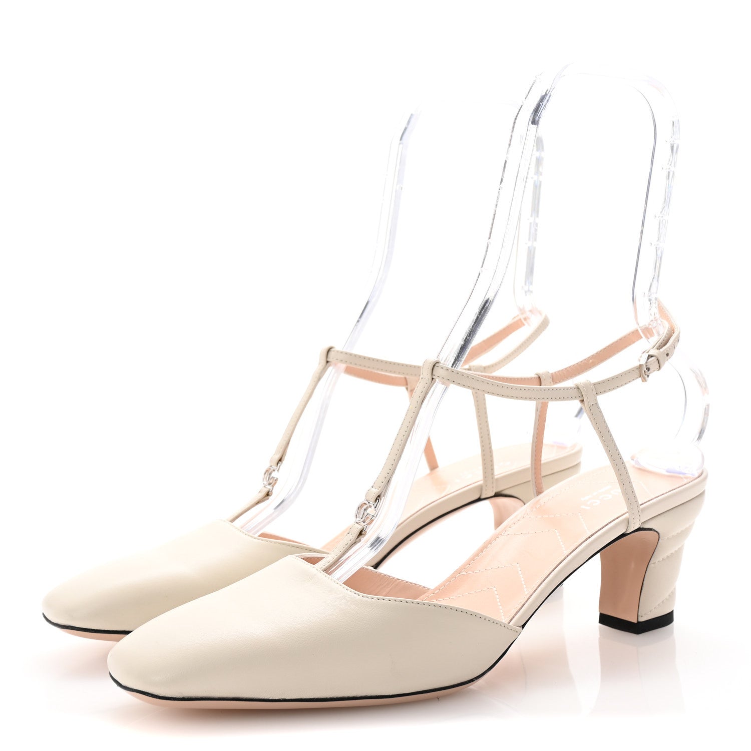 Nappa Charlotte Petite GG 55mm Slingback Pumps 41 New Mystic White