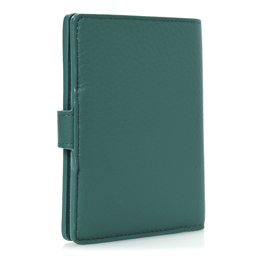 Taurillon Capucines Vertical Compact Wallet Green