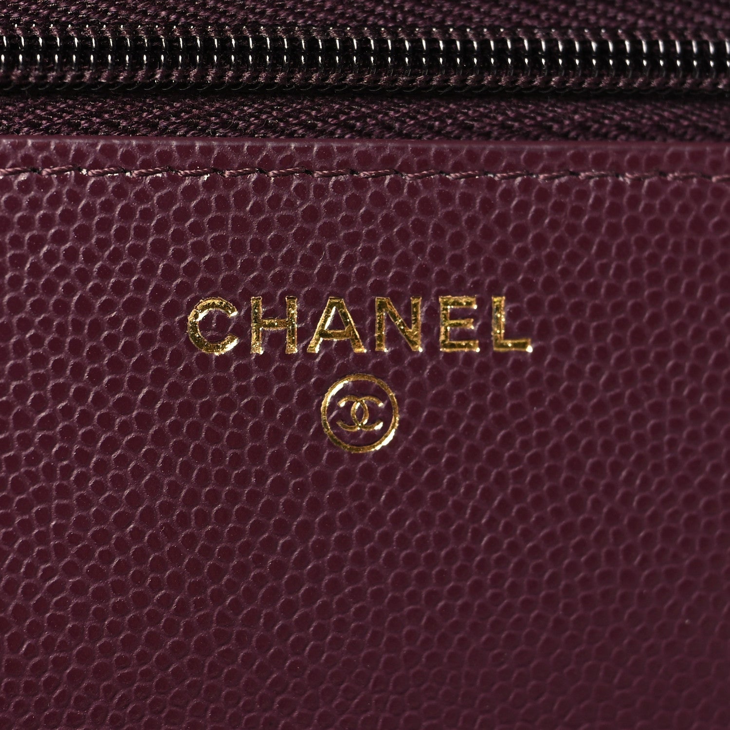 Caviar Quilted Embossed CC Wallet On Chain WOC Dark Burgundy