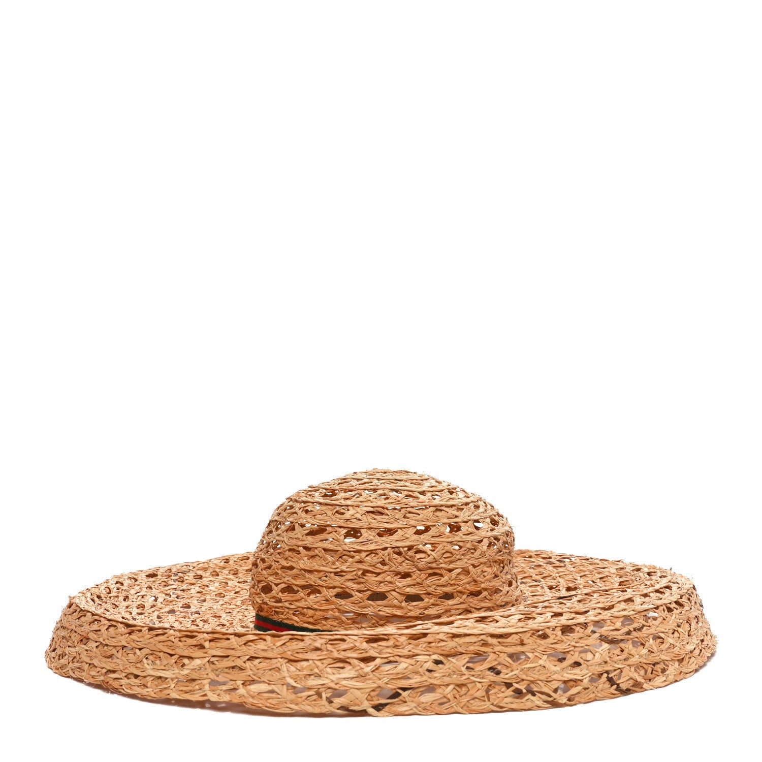 Straw Grosgrain Wide Brim Hat M Gold