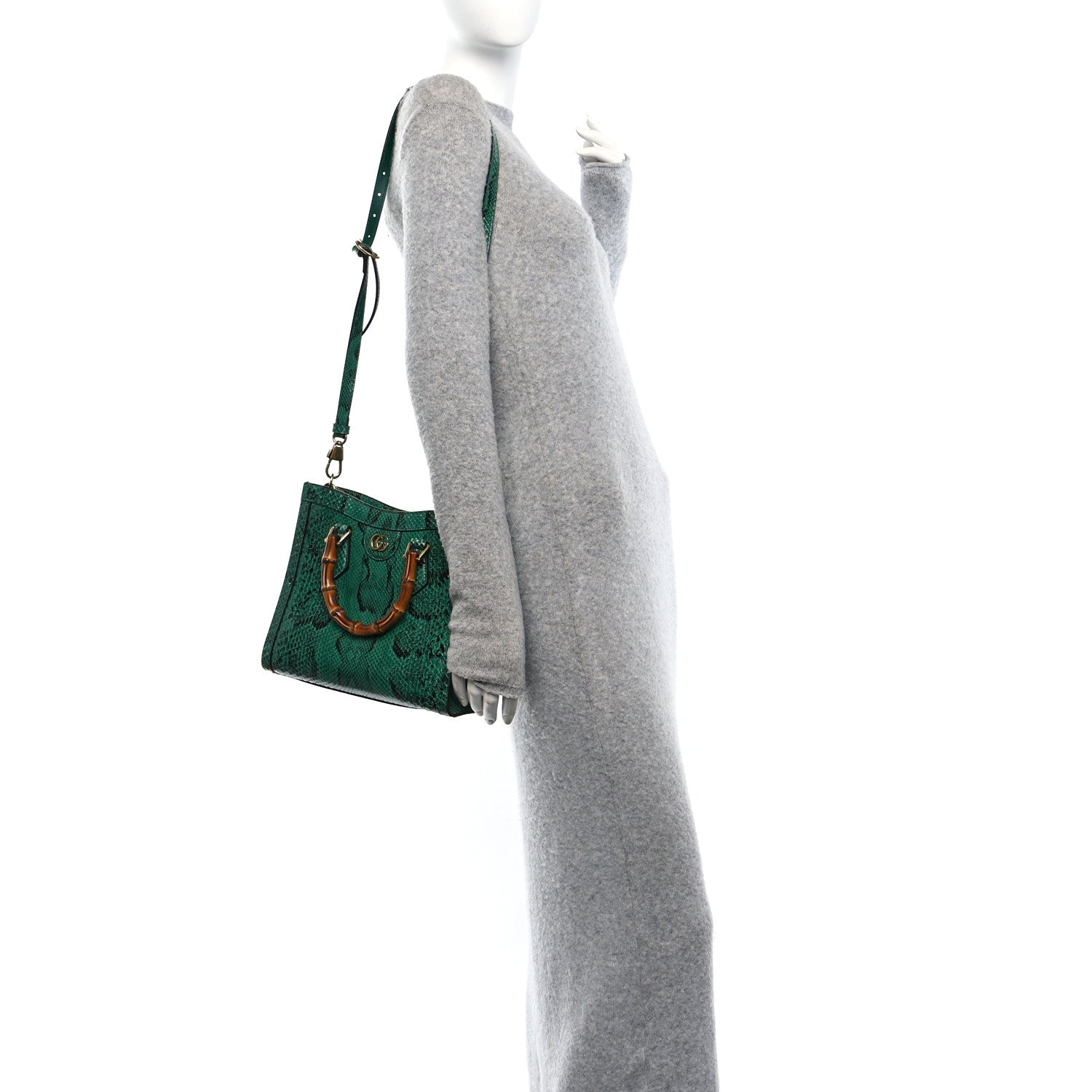 Snakeskin Small Diana Tote Bag Green