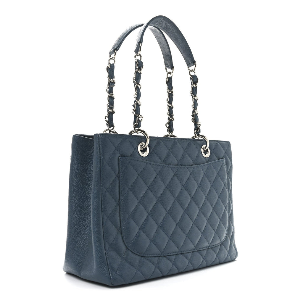 Caviar Quilted Grand Shopping Tote GST Dark Blue