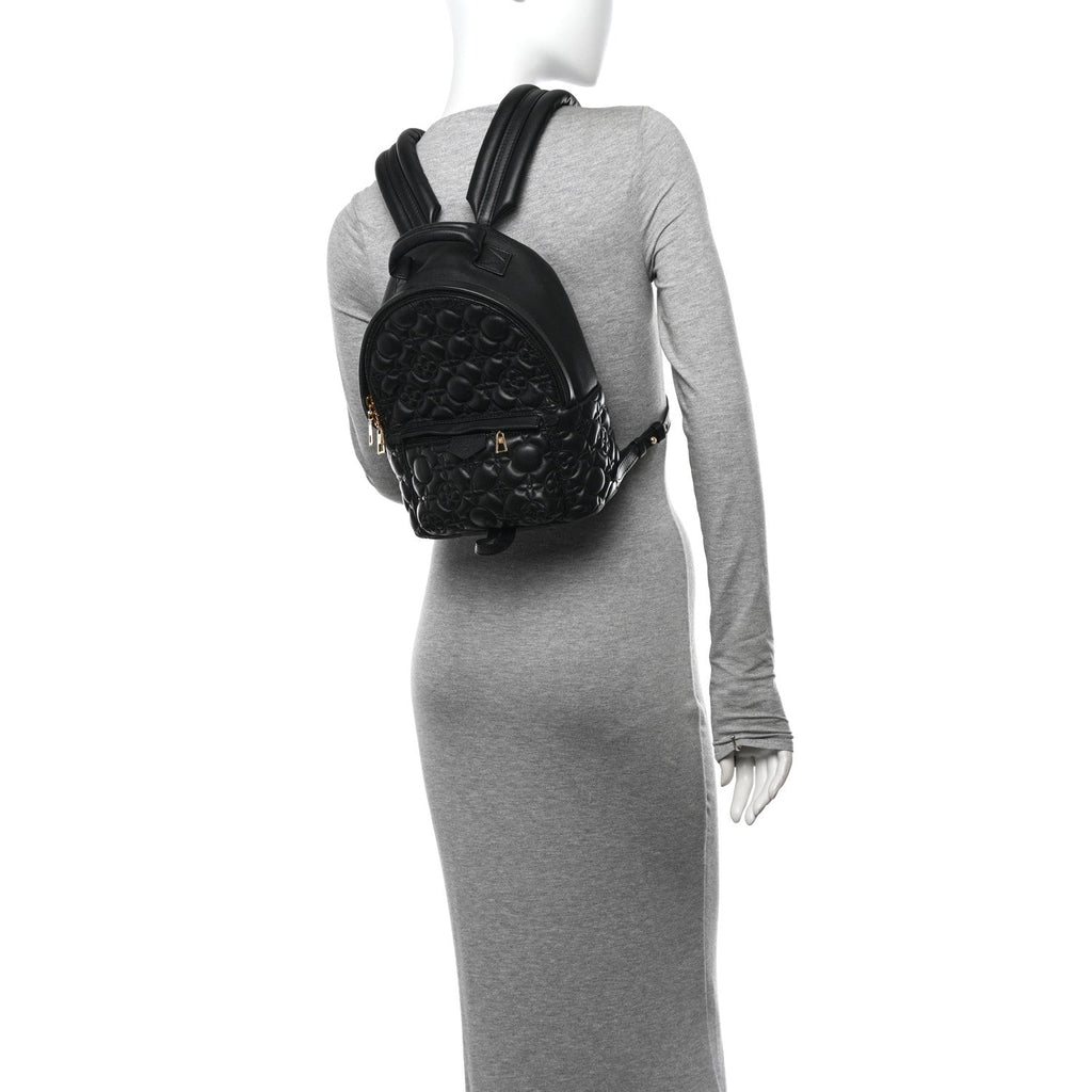 Lambskin Flower Quilted Palm Springs Backpack PM Black