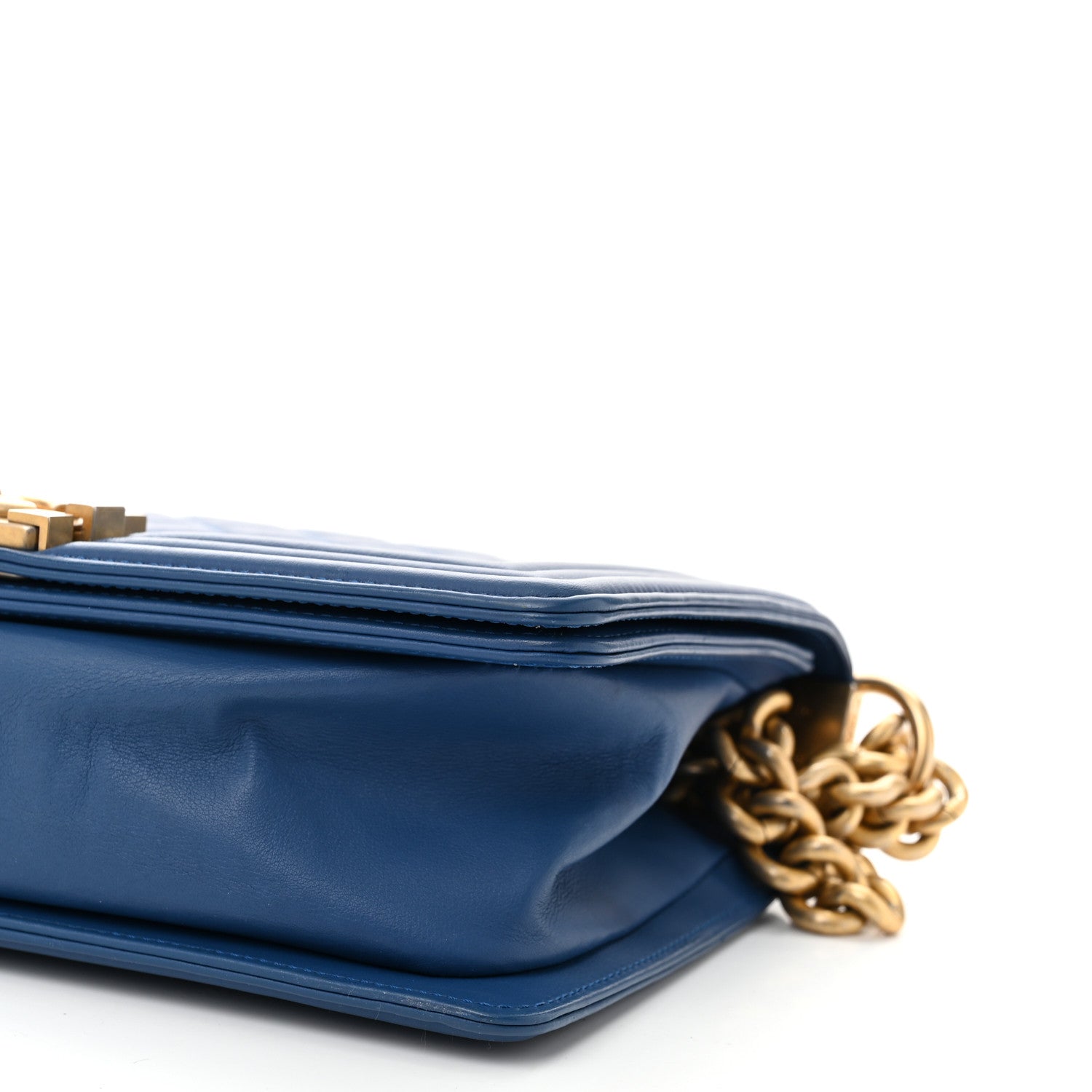 Lambskin Quilted Medium Boy Flap Blue