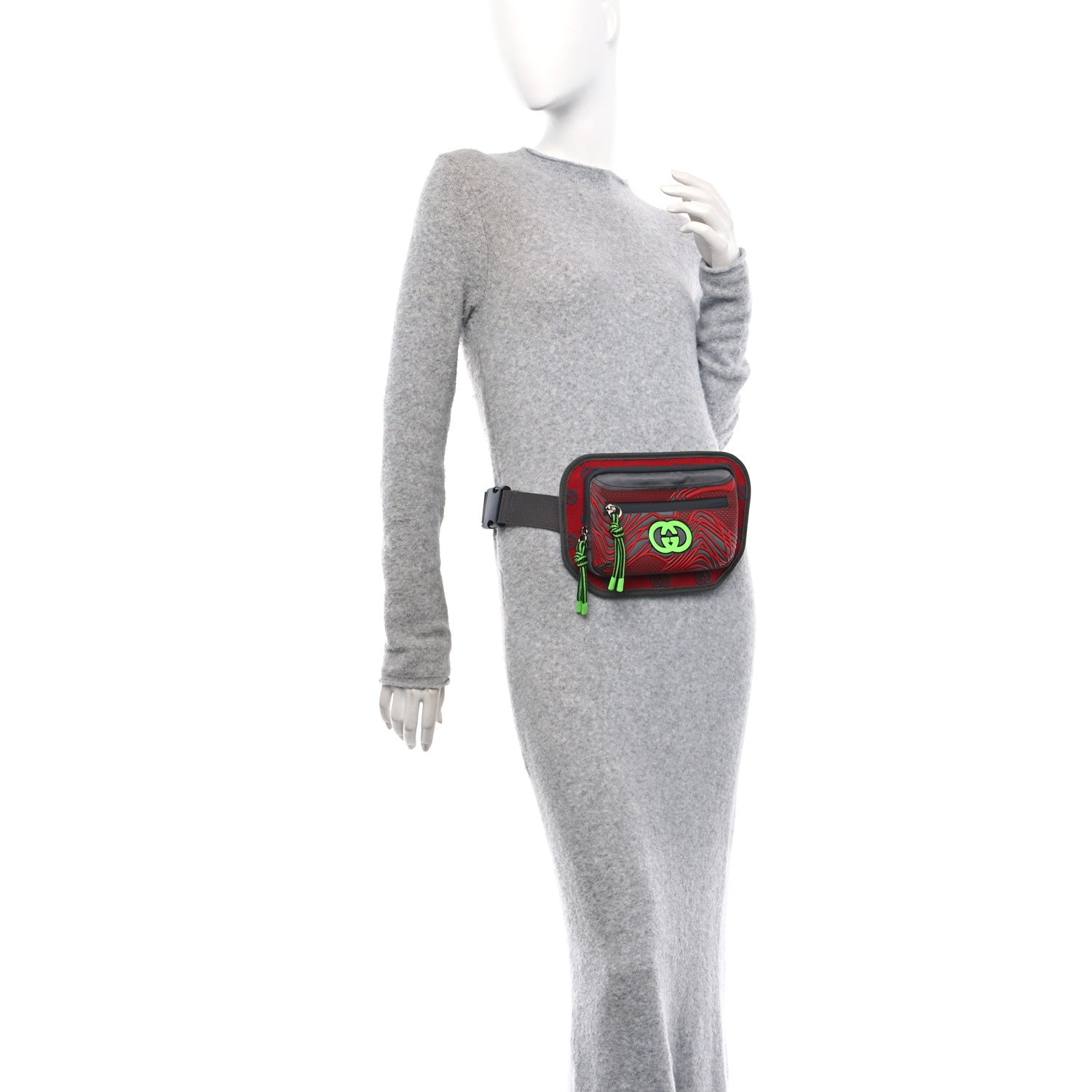 Jersey Nylon GG Sportsy Belt Bag Red Multicolor
