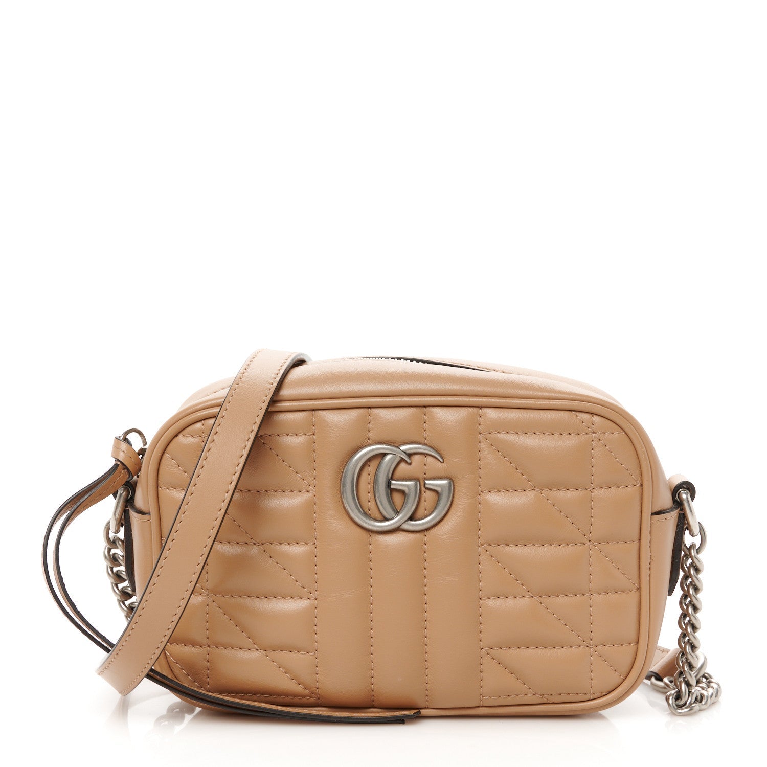 Calfskin Matelasse Aria Mini GG Marmont Chain Shoulder Bag Camelia
