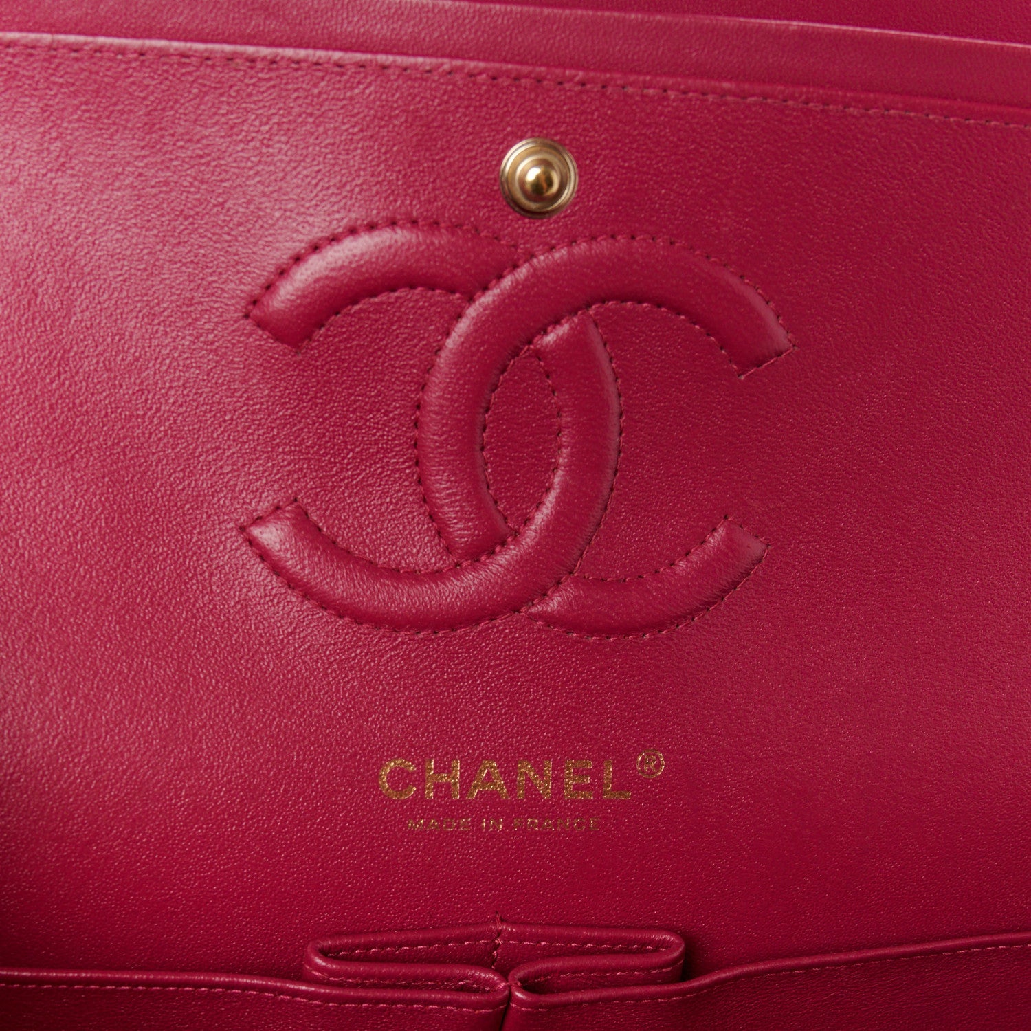 Lambskin Chevron Quilted Medium Double Flap Dark Pink