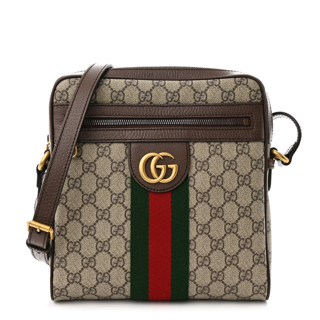 GG Supreme Monogram Web Small Ophidia Messenger Bag Brown