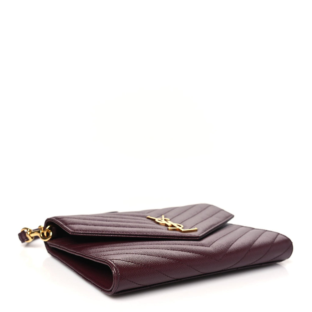 Grain De Poudre Matelasse Chevron Monogram Envelope Clutch Rouge Legion