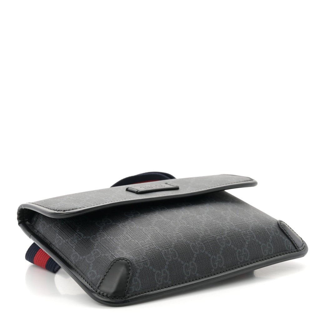 GG Supreme Monogram Web Slim Belt Bag Black Grey