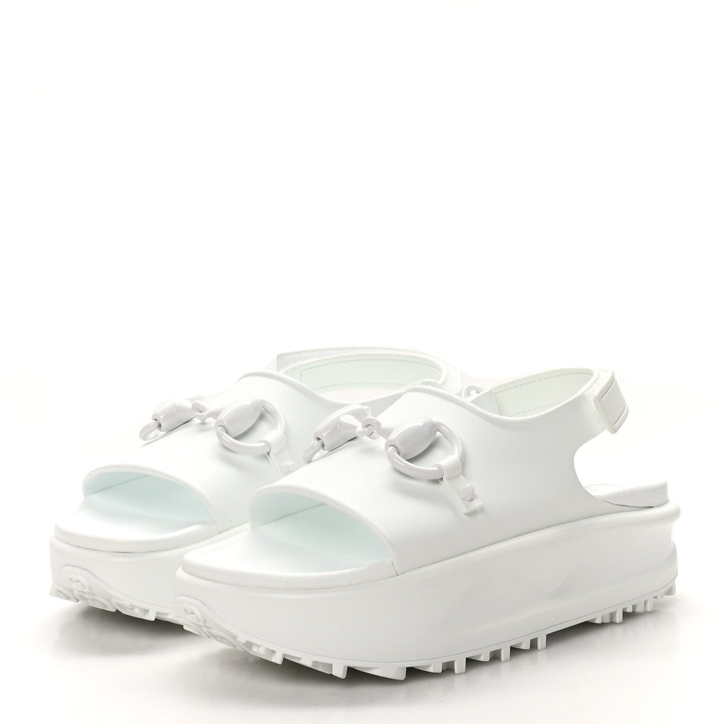 Soft Rubber Horsebit Touch Womens Strapped Sandals 37 Great White