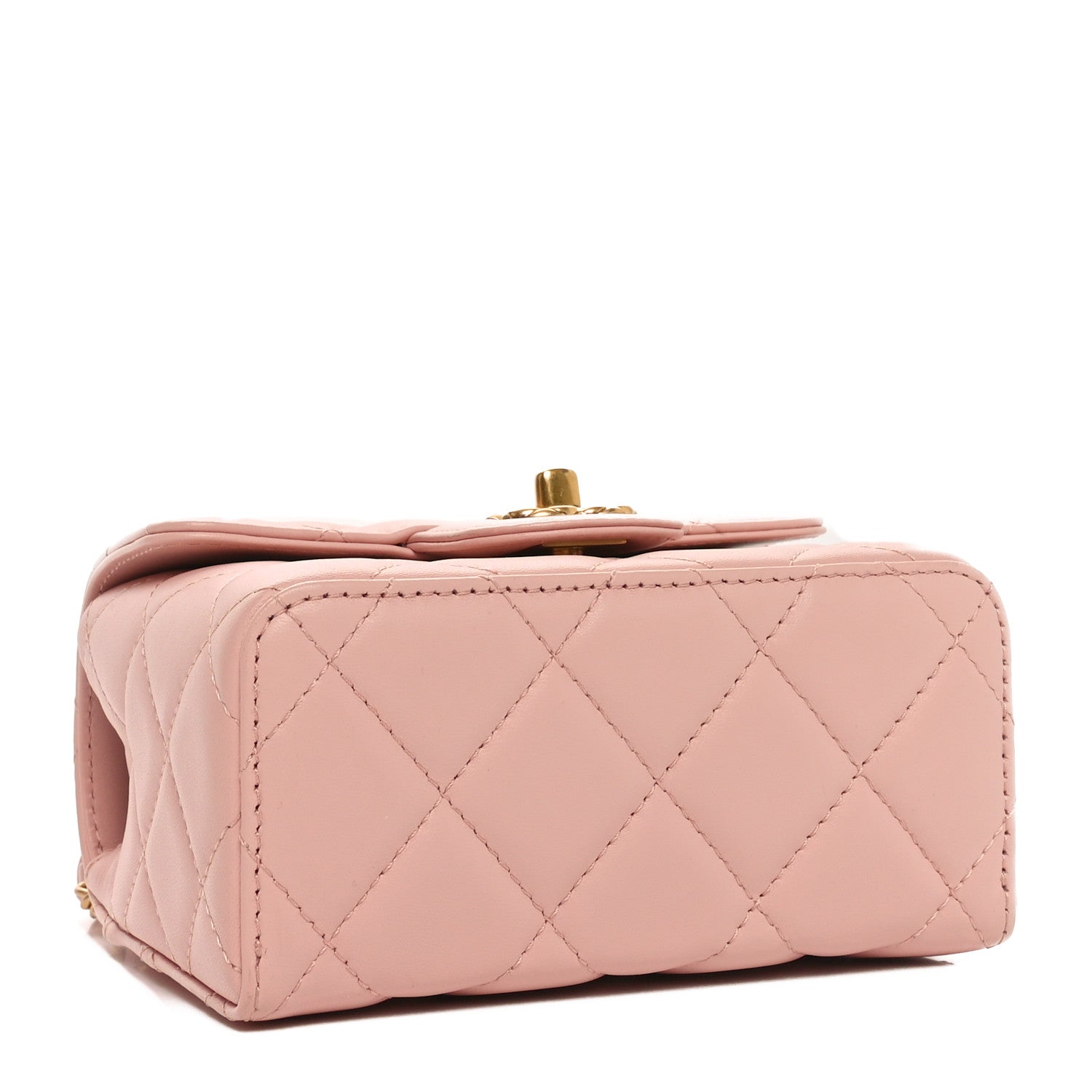 Lambskin Handle Crush Top Handle Flap Bag Pink