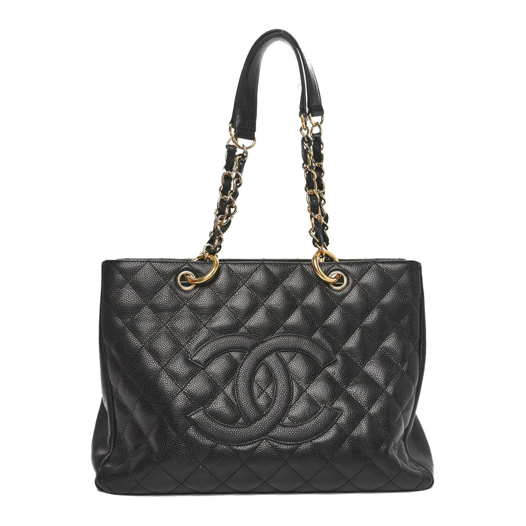 Caviar Quilted Grand Shopping Tote GST Black