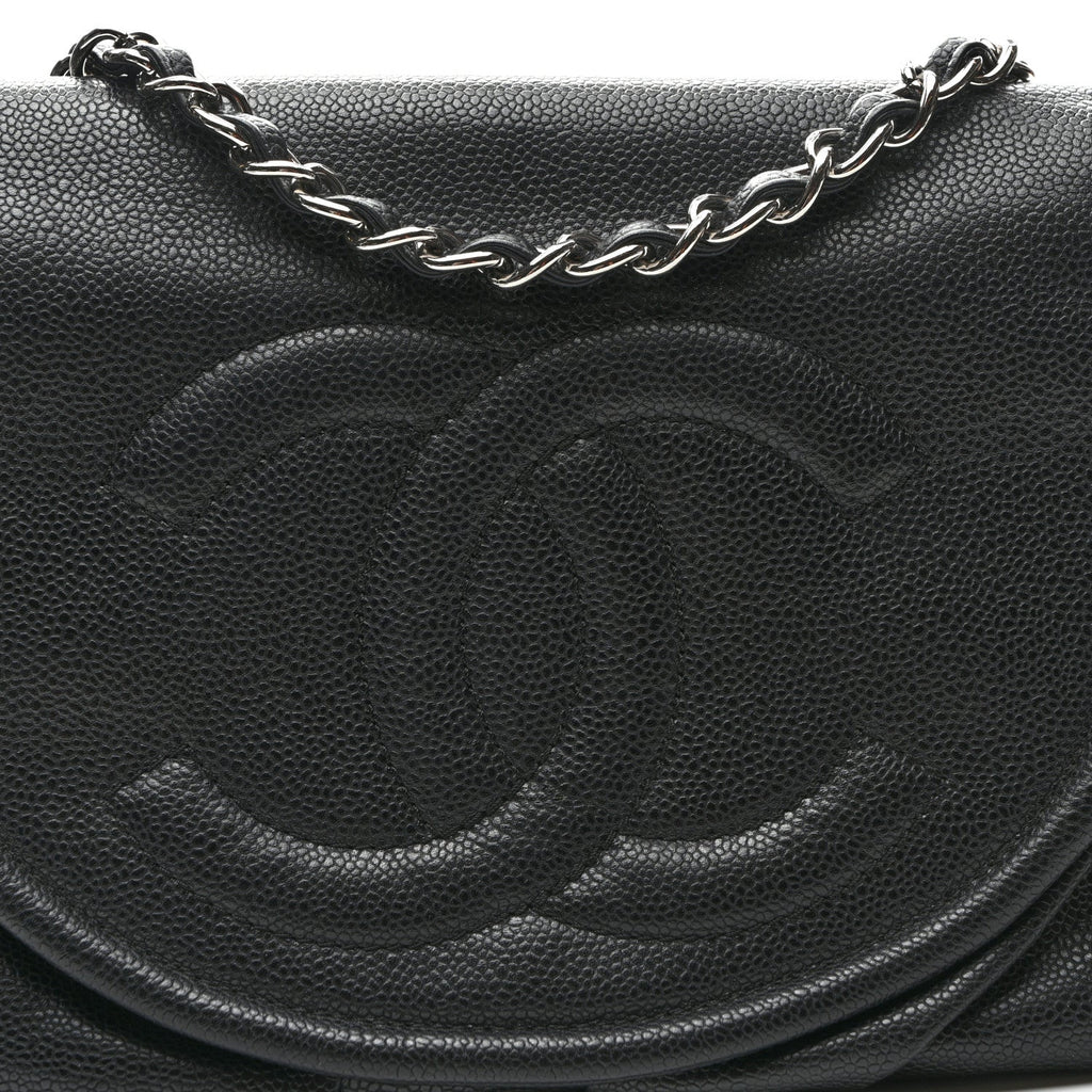 Caviar Half Moon Large Flap Black