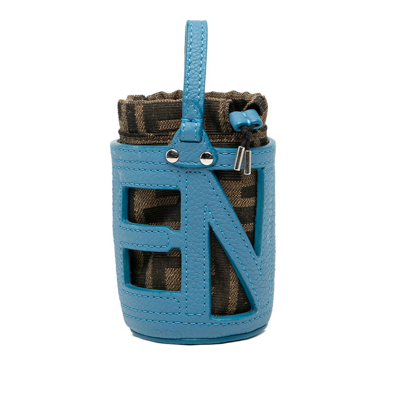 Fendi Zucca Bucket Motif Canvas Leather Bag Charm Key Holder