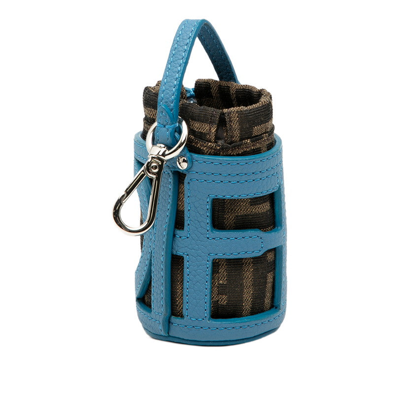 Fendi Zucca Bucket Motif Canvas Leather Bag Charm Key Holder