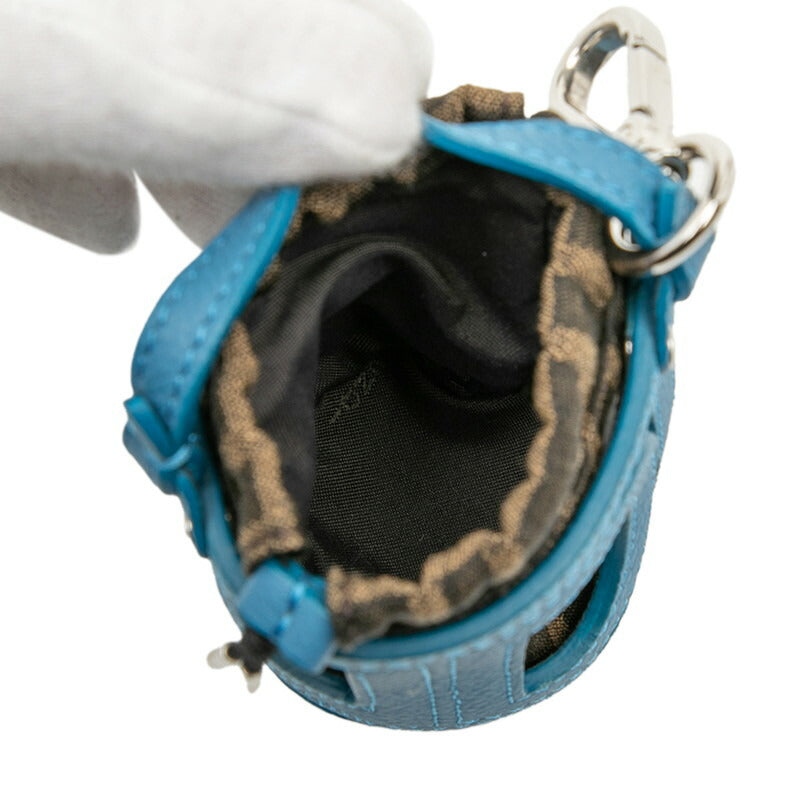 Fendi Zucca Bucket Motif Canvas Leather Bag Charm Key Holder