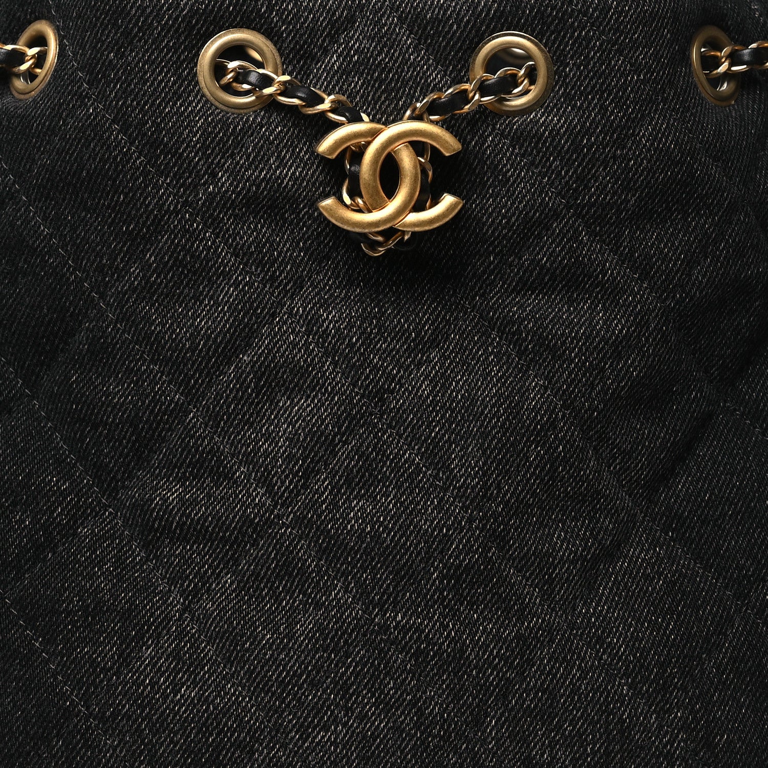 Denim Quilted Small Chanel 25 Handbag Black