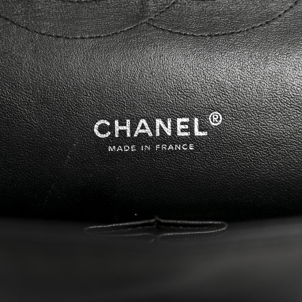 Patent Quilted Maxi Double Flap Black