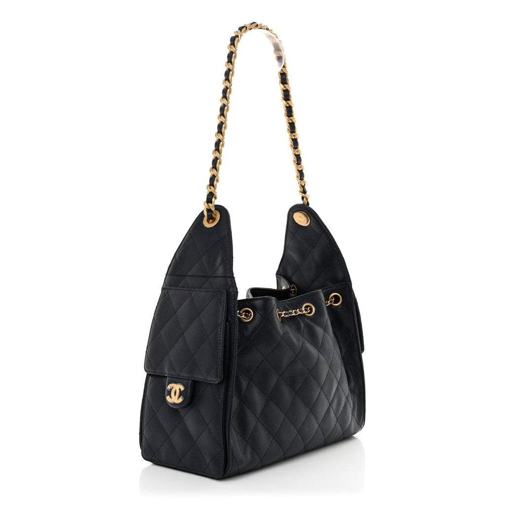Caviar Quilted Small Chanel 25 Handbag Dark Navy