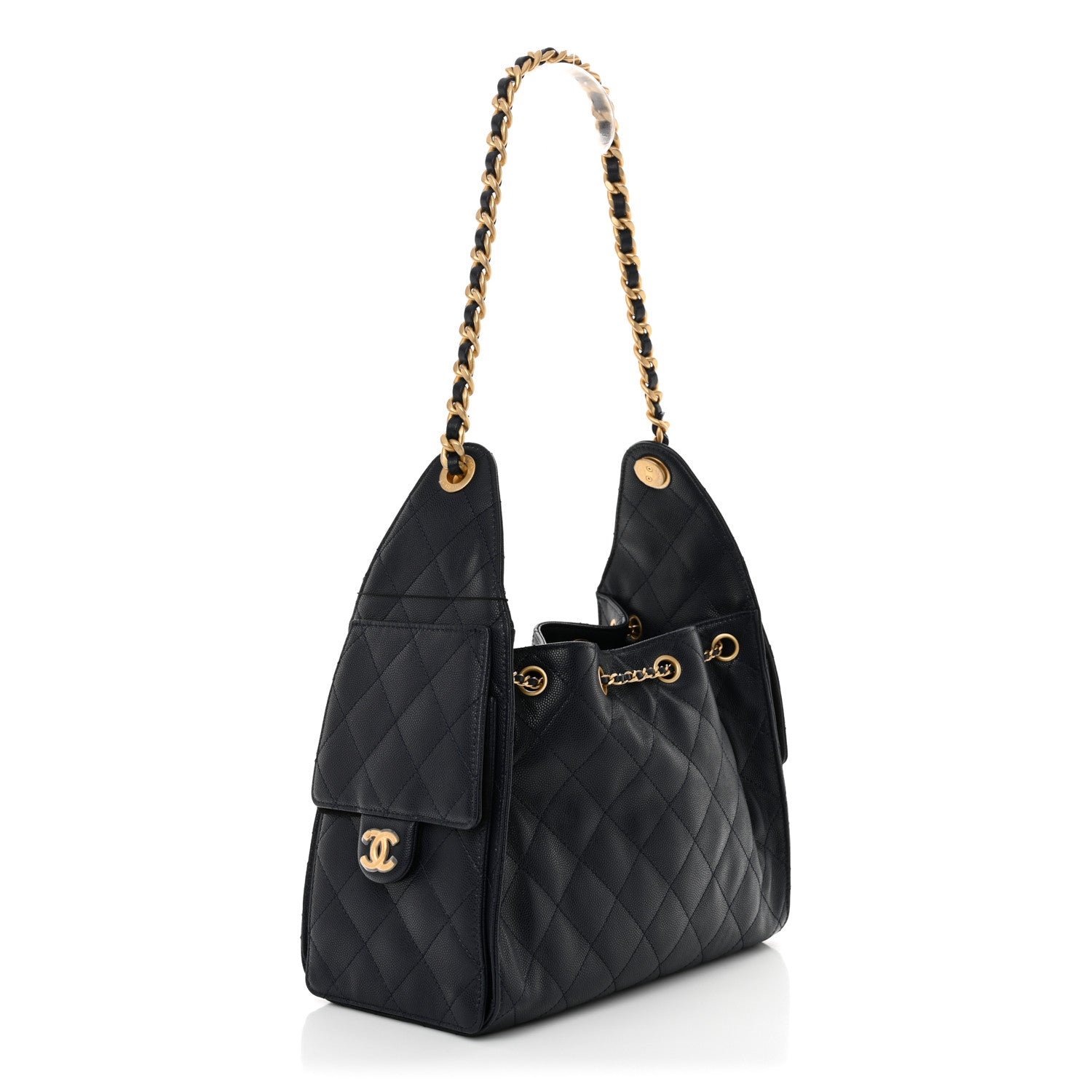 Caviar Quilted Small Chanel 25 Handbag Dark Navy