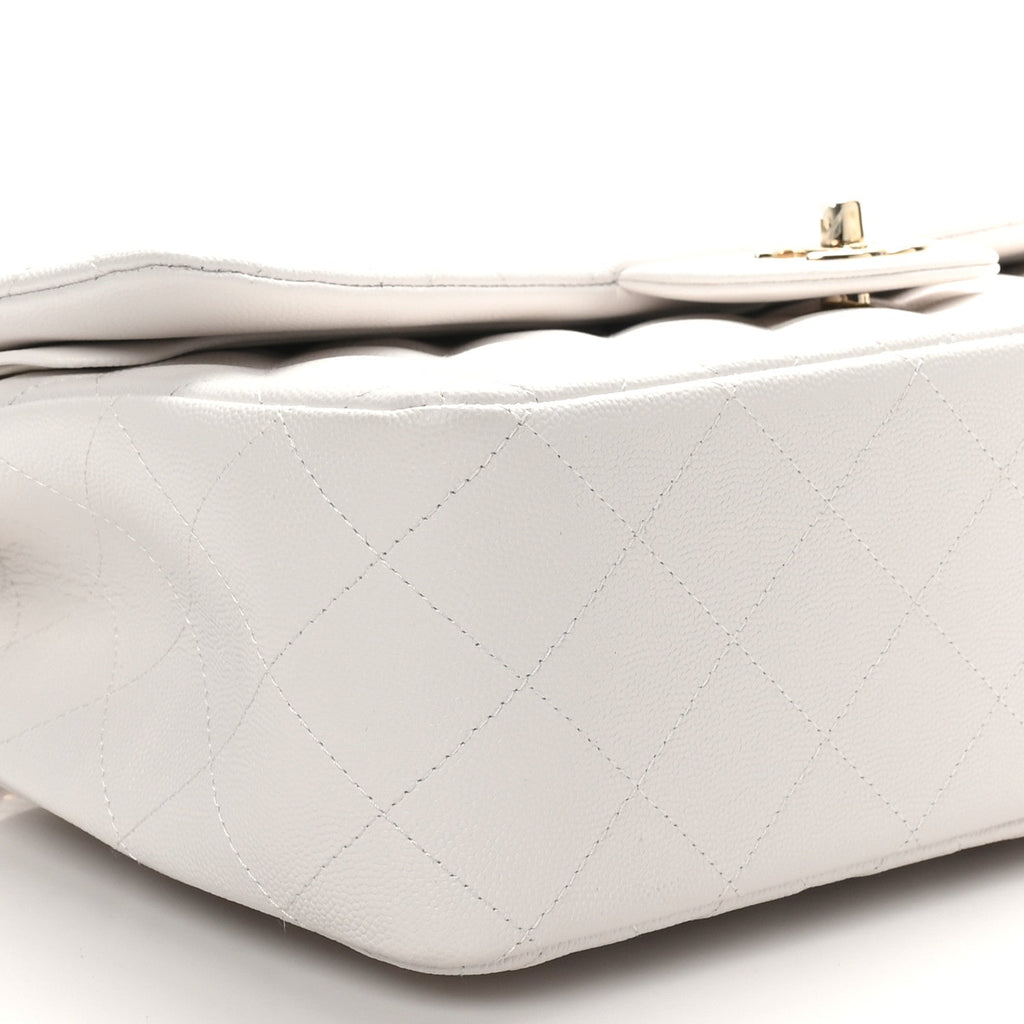 Caviar Quilted Jumbo Double Flap White