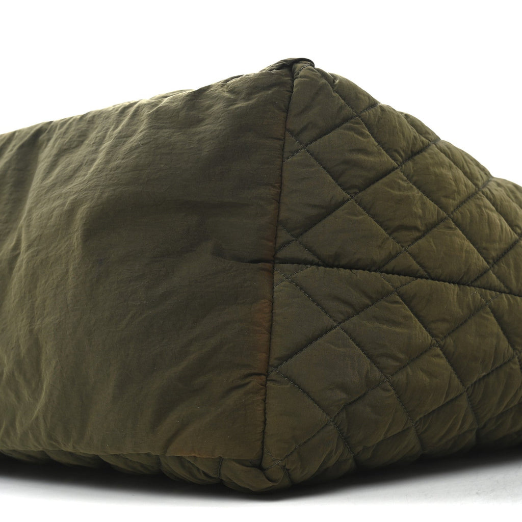 Nylon Quilted Large Coco Cocoon Shopping Tote Green