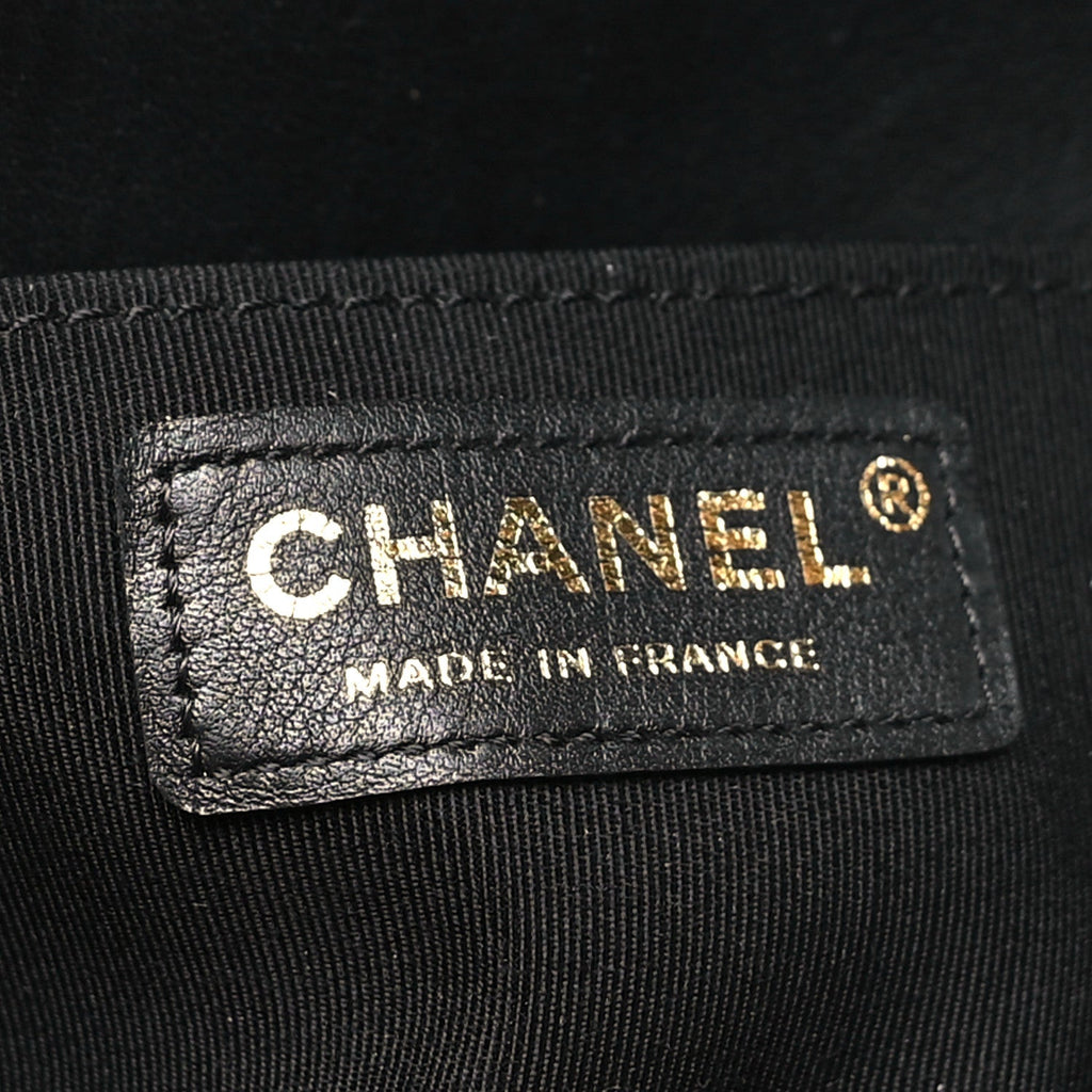 Lambskin Chevron Quilted Medium Boy Flap Black