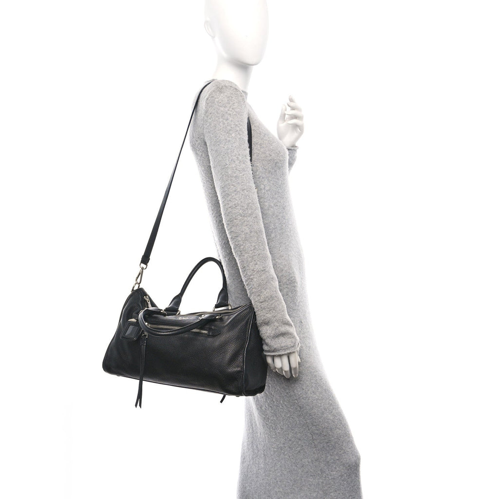 Vitello Phenix Shopping Satchel Black