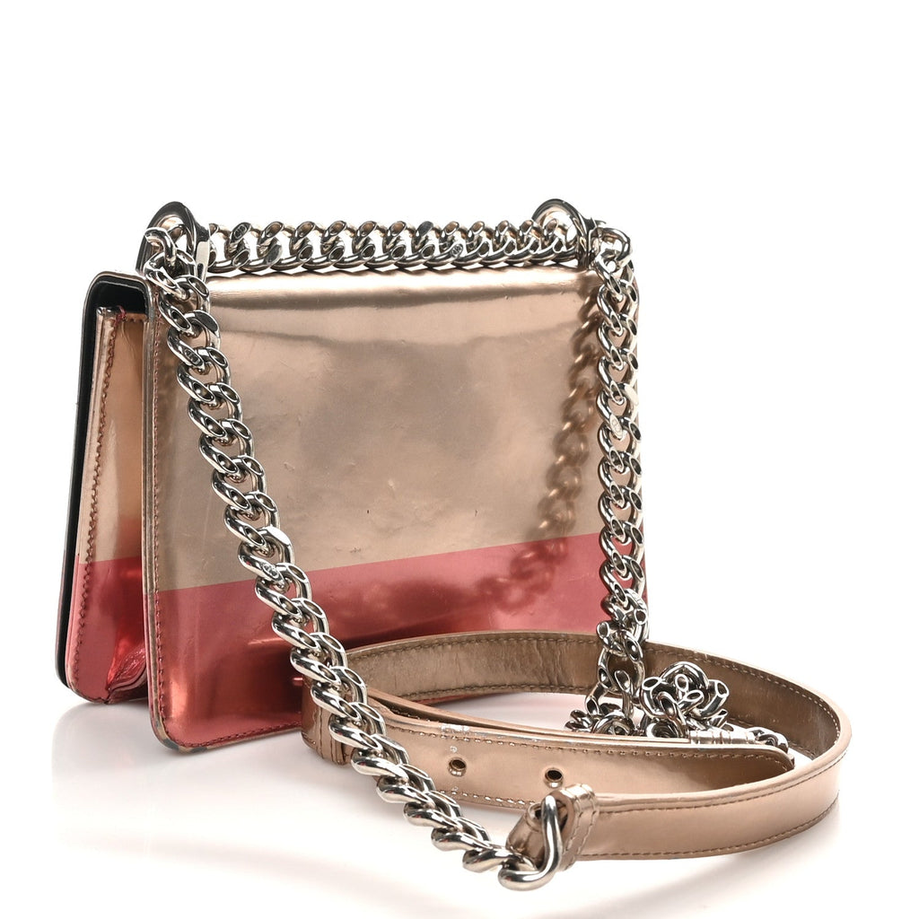 Metallic Glazed Calfskin Diorama Club Bag Rose Gold Pink