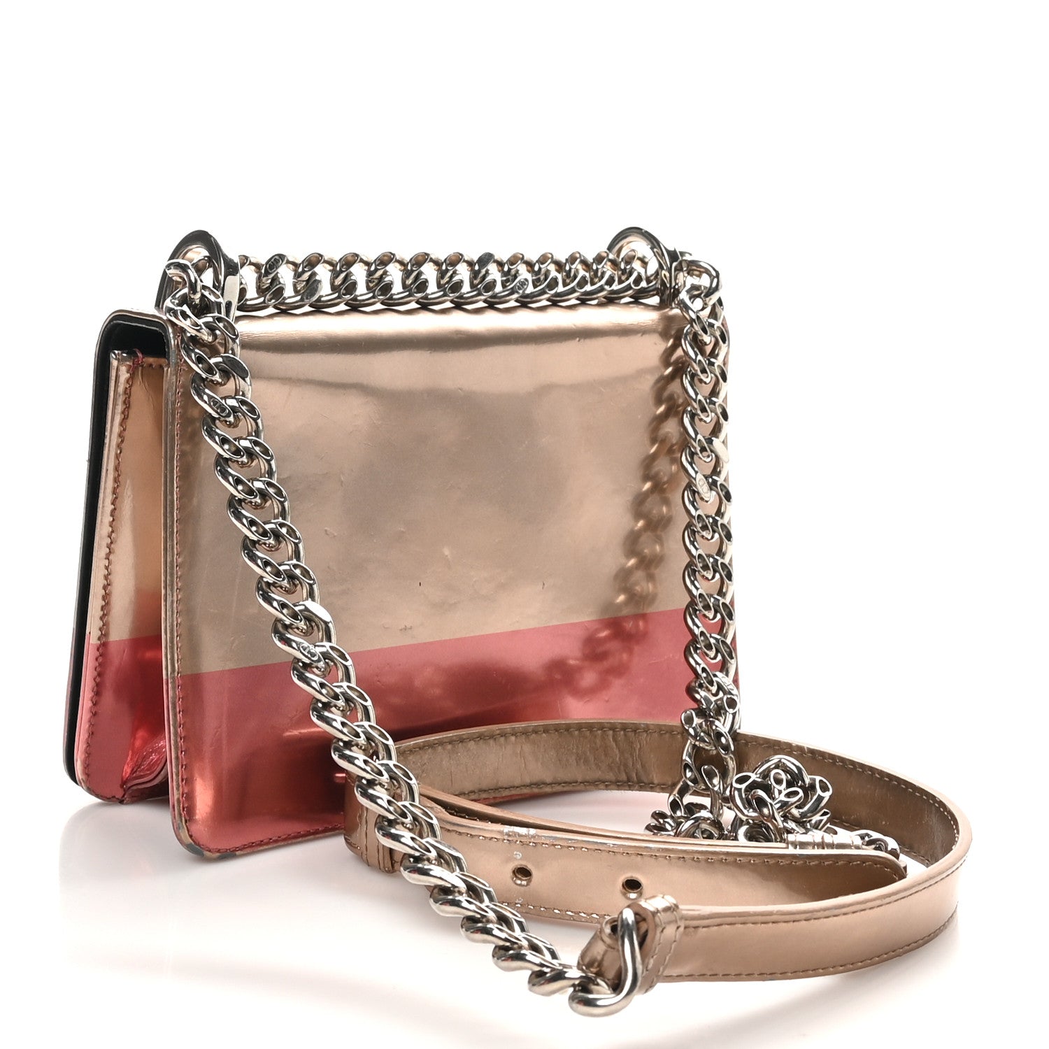 Metallic Glazed Calfskin Diorama Club Bag Rose Gold Pink