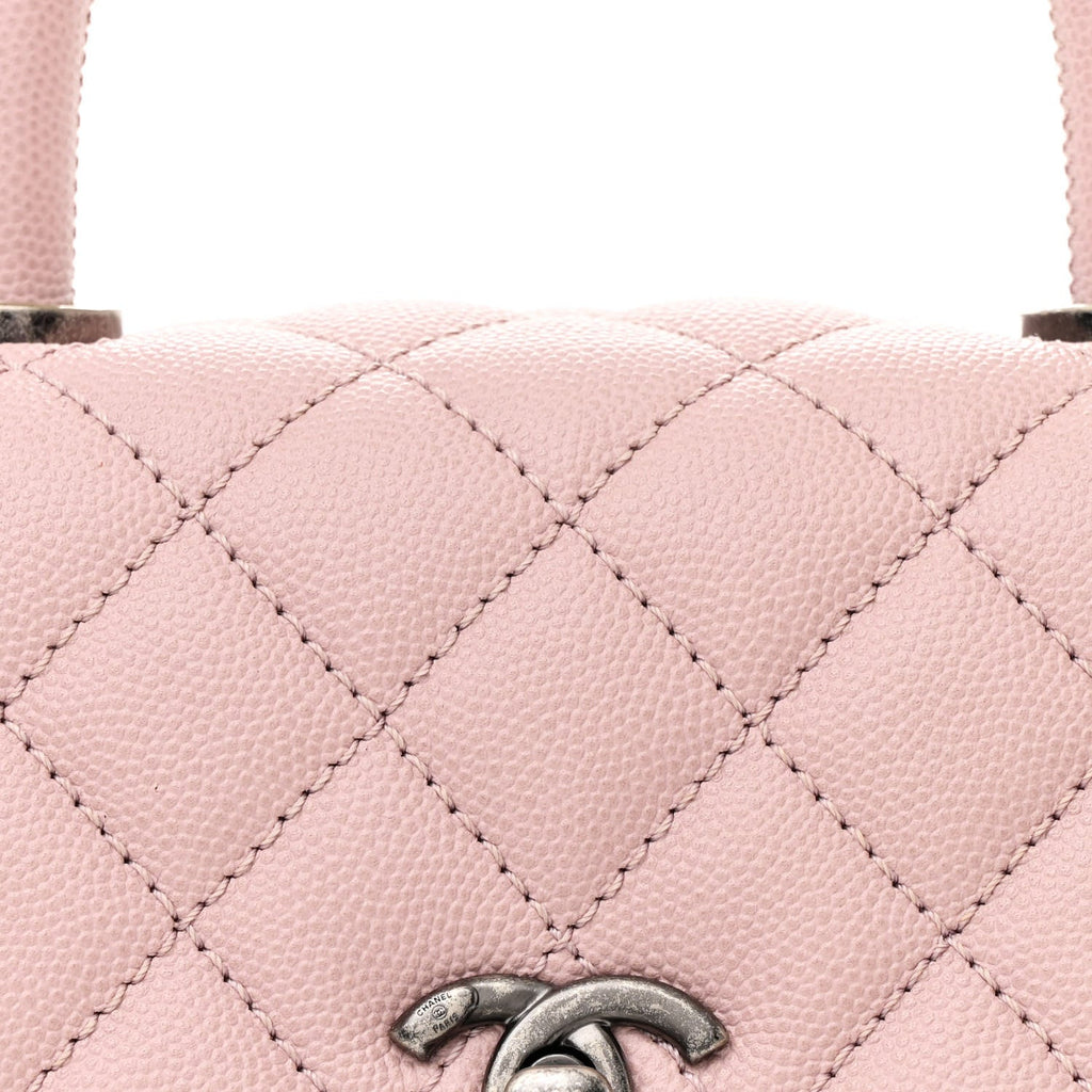 Caviar Quilted Mini Coco Handle Flap Pink