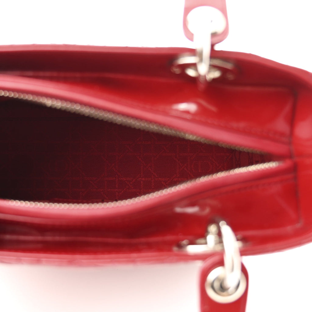 Patent Cannage Medium Lady Dior Red